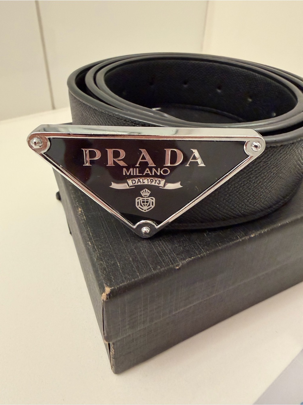 Prada Milano black Saffiano leather belt size 38 - Picture 3 of 10